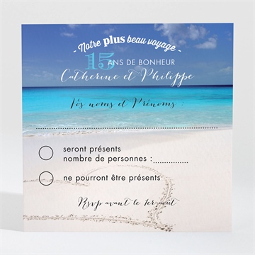Carton réponse anniversaire de mariage venez voyager avec nous !