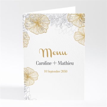 Menu anniversaire de mariage jardin de fleurs dorées