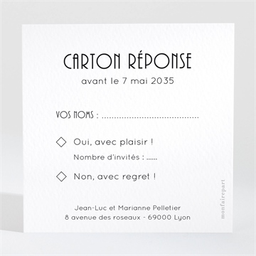 Carton réponse anniversaire de mariage patchwork photo losanges