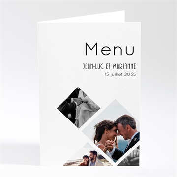 Menu anniversaire de mariage patchwork photo losanges