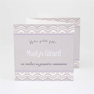 Faire-part communion tenue de dentelle