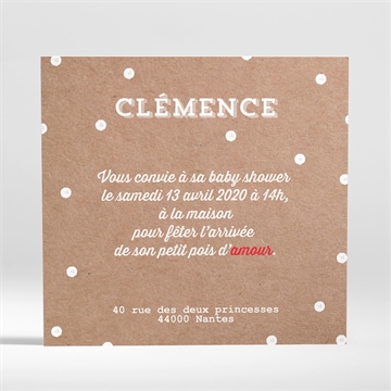 Faire-part baby shower envie de fraises - Dos du faire-part