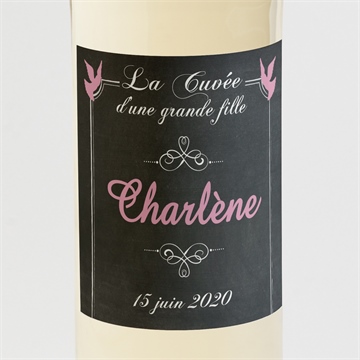 Etiquette de bouteille communion fond ardoise et photo