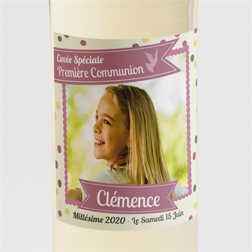 Etiquette de bouteille communion pois de lumière