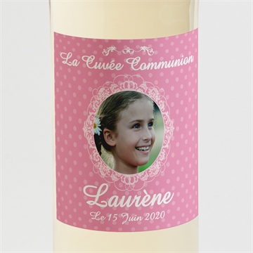 Etiquette de bouteille communion mon cadre rose