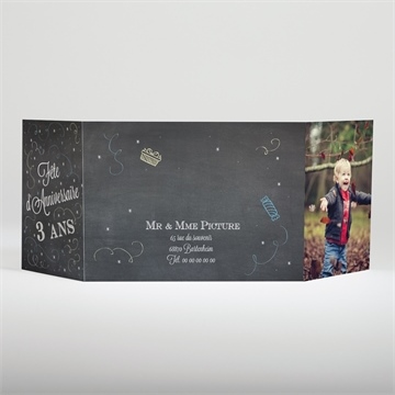 Invitation anniversaire guirlande et cotillons - Dos du faire-part