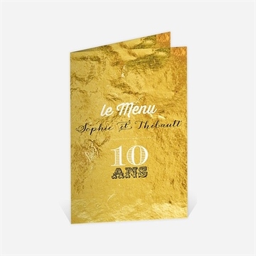 Menu anniversaire de mariage a la feuille d'or