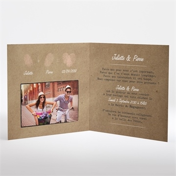 Faire-part mariage nos empreintes - Intérieur du faire-part