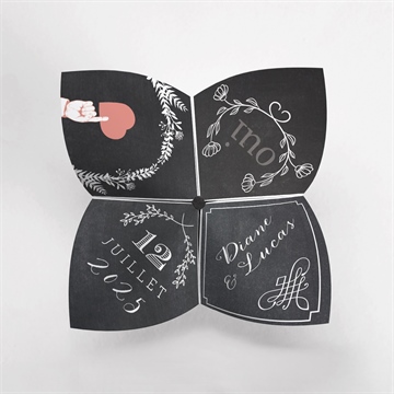 Faire-part mariage retro original - Vue du dessus