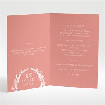 Menu mariage retro original - Intérieur du menu