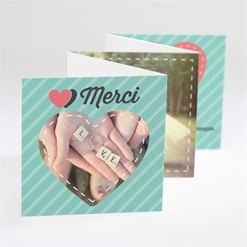 Remerciement mariage coeurs roses photo