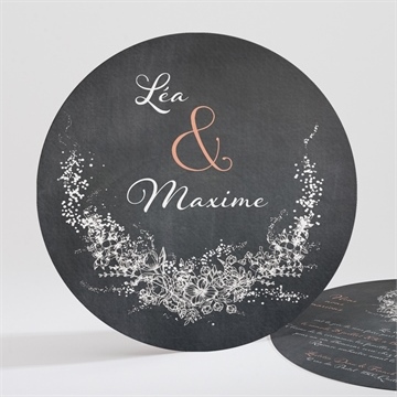 Faire-part mariage ardoise ronde