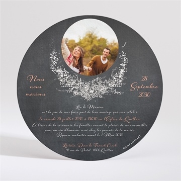 Faire-part mariage ardoise ronde - Dos du faire-part