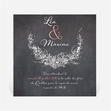 Carton d'invitation mariage ardoise ronde