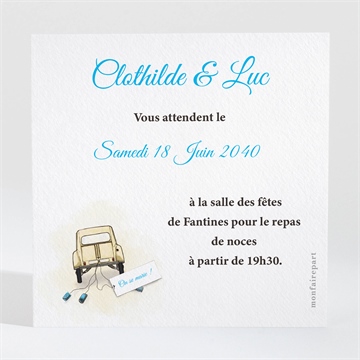 Carton d'invitation mariage la 2cv du bonheur