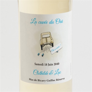 Etiquette de bouteille mariage la 2cv du bonheur