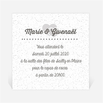 Carton d'invitation mariage gravure blanche originale