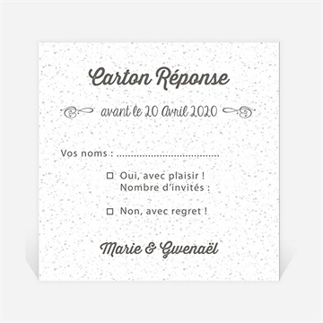 Carton réponse mariage gravure blanche originale
