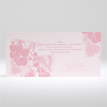 Remerciement mariage carte gourmande et raffinée - Dos du faire-part