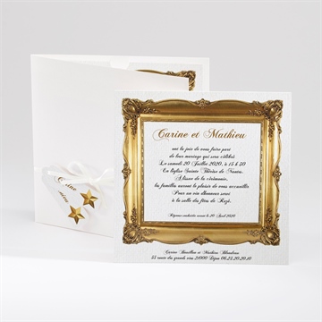 Faire-part mariage imitation cadre or