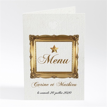 Menu mariage imitation cadre or
