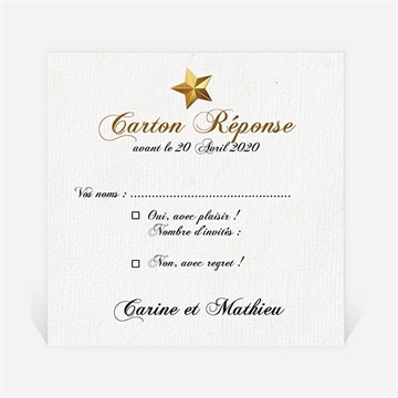 Carton réponse mariage imitation cadre or