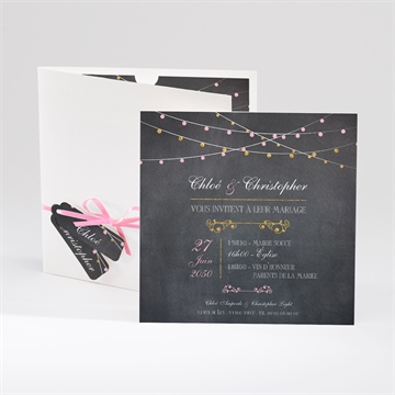 Faire-part mariage ardoise élégante et étiquettes