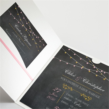 Faire-part mariage ardoise élégante et étiquettes - Détail du faire-part