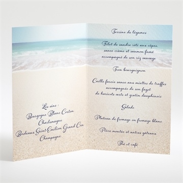 Menu mariage rêve de plage - Intérieur du menu