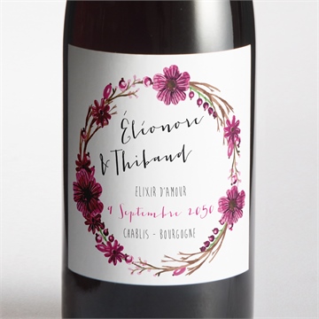 Etiquette de bouteille mariage annonce chic et tendance