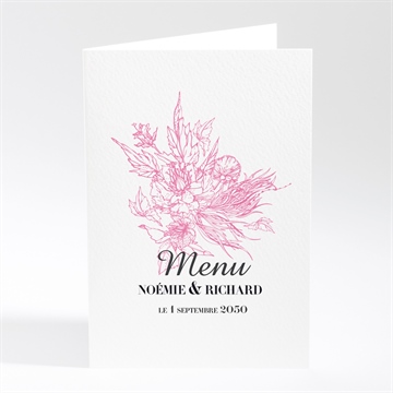 Menu mariage champêtre rose original