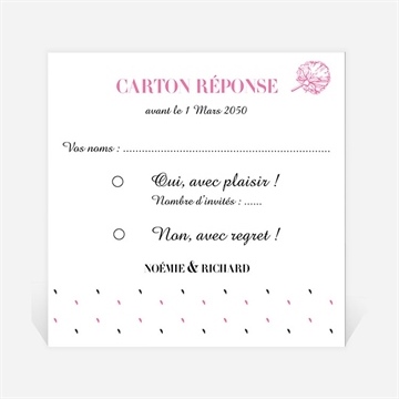 Carton réponse mariage champêtre rose original