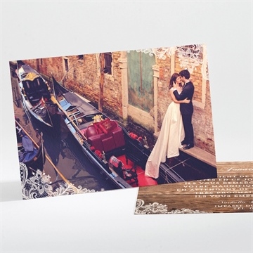 Remerciement mariage boisé dorure