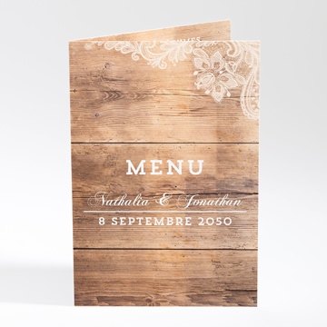 Menu mariage boisé dorure
