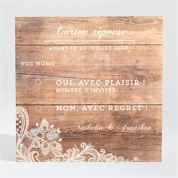 Carton réponse mariage boisé dorure