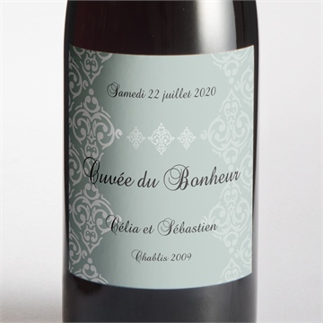 Etiquette de bouteille mariage simple et raffiné