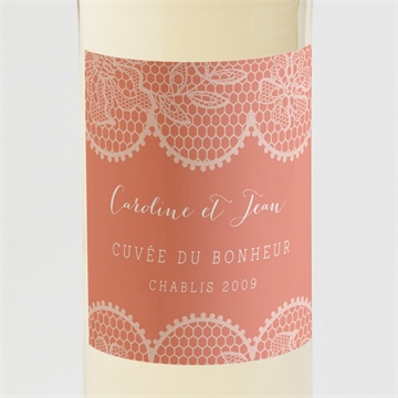 Etiquette de bouteille mariage corail original