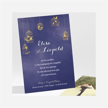 Remerciement mariage bleu nuit