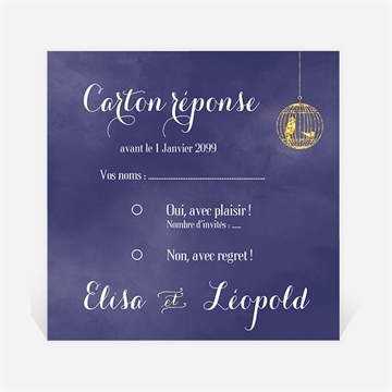 Carton réponse mariage bleu nuit