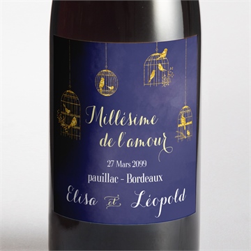 Etiquette de bouteille mariage bleu nuit