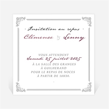 Carton d'invitation mariage floral et romantique