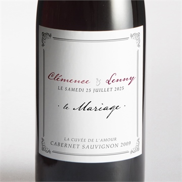 Etiquette de bouteille mariage floral et romantique