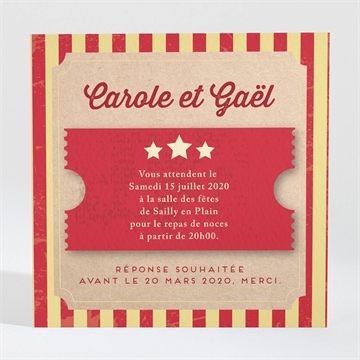 Carton d'invitation mariage le cirque