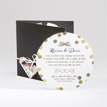 Faire-part mariage pluie de confettis dorés