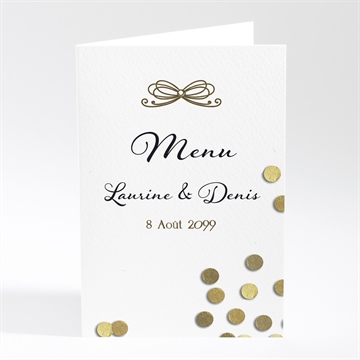 Menu mariage pluie de confettis dorés
