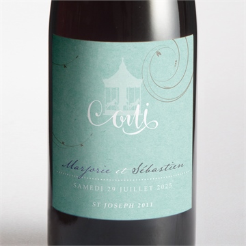 Etiquette de bouteille mariage joli manège vintage