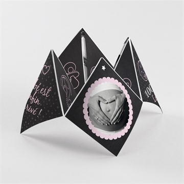 Faire-part naissance origami ardoise