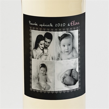 Etiquette de bouteille naissance origami ardoise