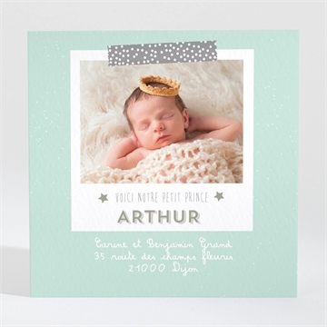 Remerciement naissance vert et blanc