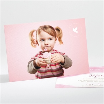 Remerciement baptême tendre aquarelle rose